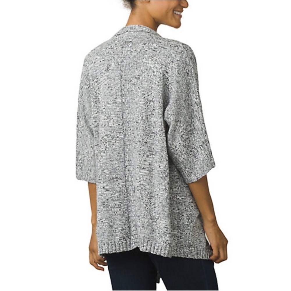 Prana Birdie marled black open front sweater Size Small - Picture 2 of 11